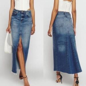 Reformation Tazz Dark Blue Maxi Denim Skirt 26